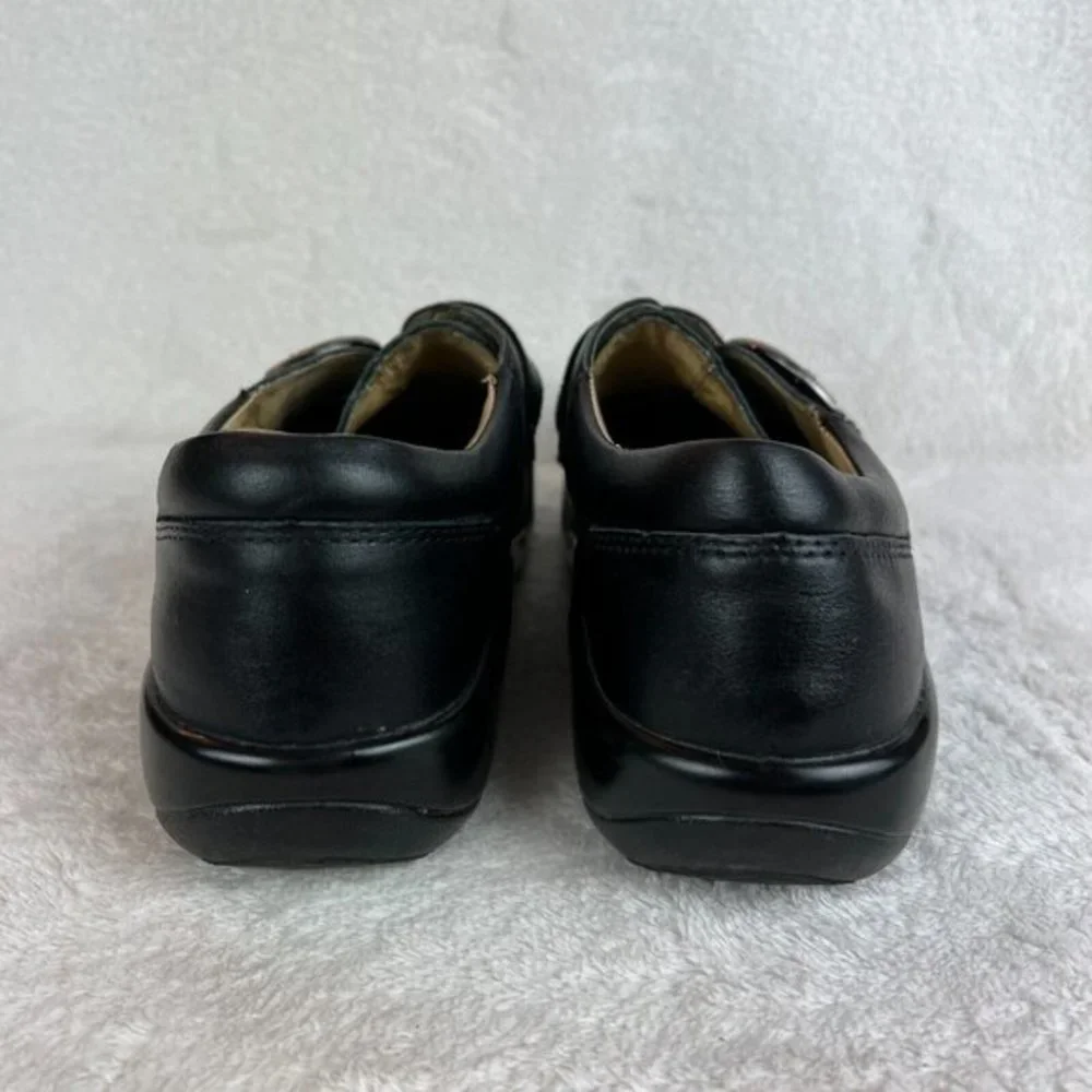 Alegria Leather Shoes‎ 9/9.5 Womens 39 EU Khloe Black Nappa Buckle Wedge